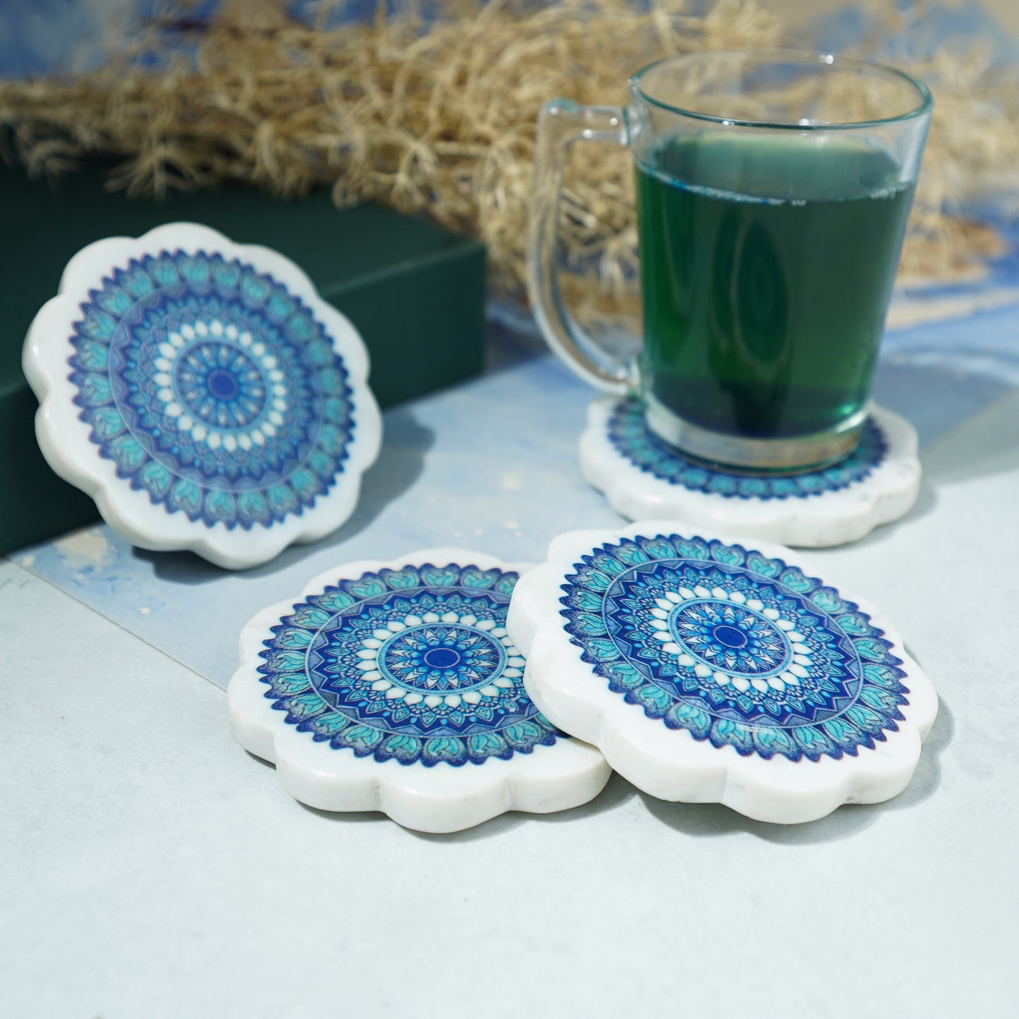 Azure Mandala Coasters