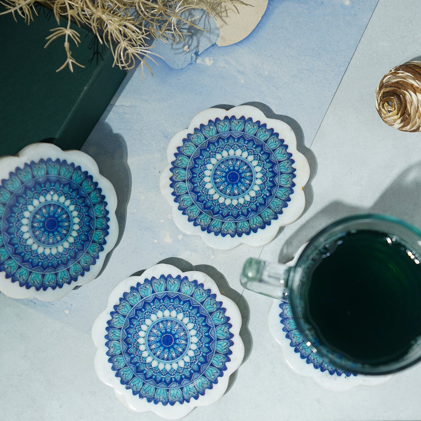 Azure Mandala Coasters