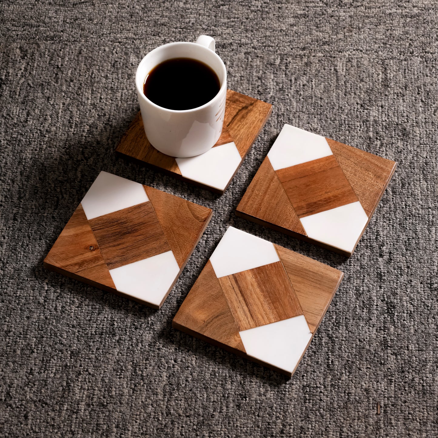 GeoFusion Wooden & Resin Coaster (10 × 10 cm)