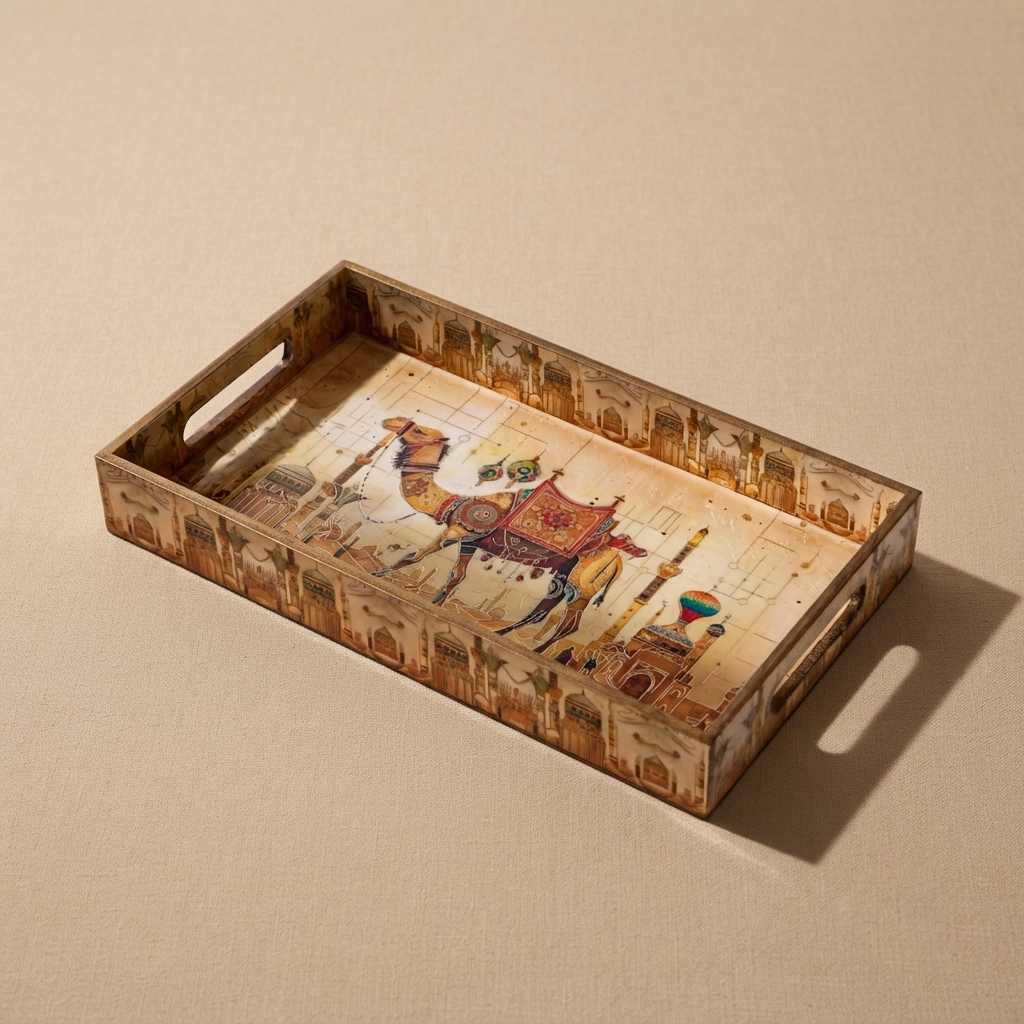 Navakriti Decor Royal Desert Camel Nesting Tray Set of 3