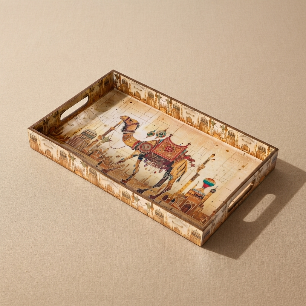 Navakriti Decor Royal Desert Camel Nesting Tray Set of 3