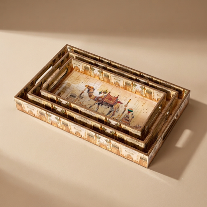 Navakriti Decor Royal Desert Camel Nesting Tray Set of 3