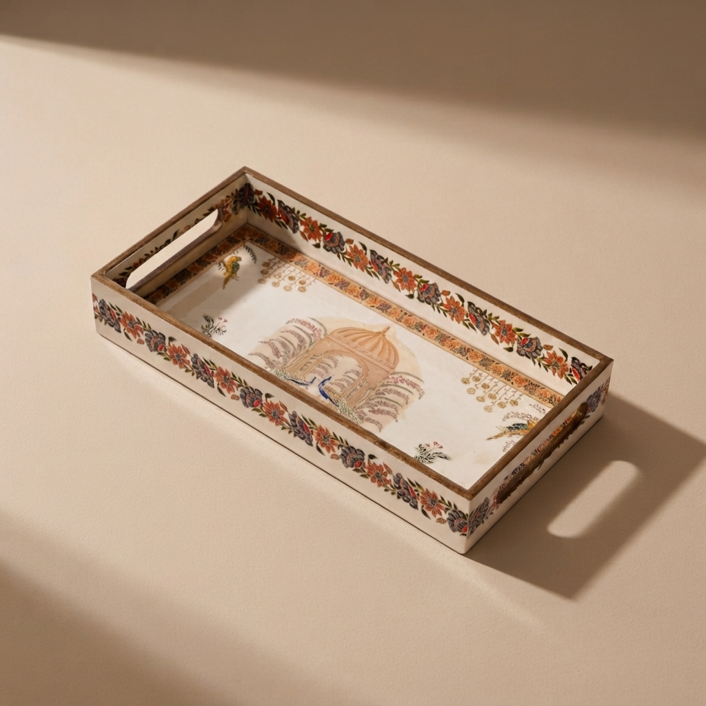 Navakriti Decor Royal Palace & Floral Nesting Tray Set of 3