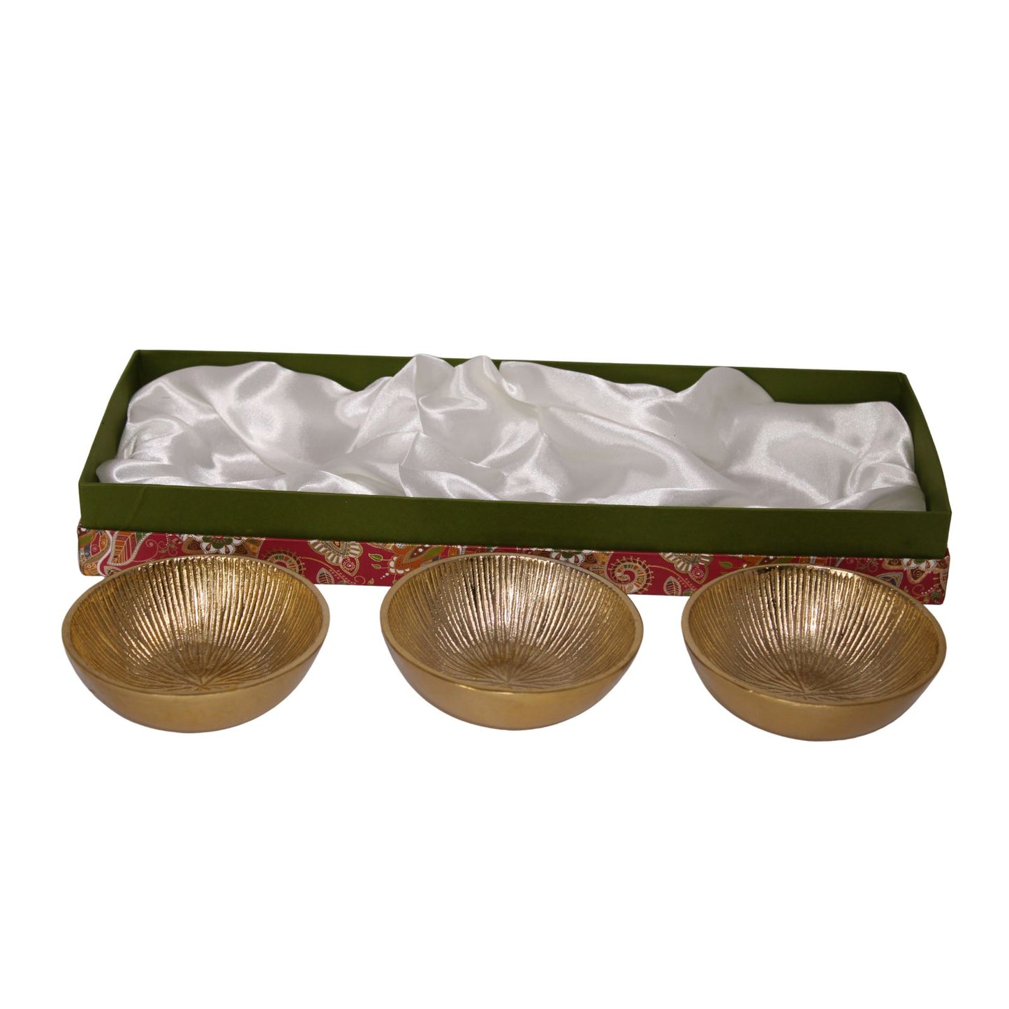 Navakrti Gold Toned Metal Serving Bowl Set of 3 | Aluminium Decorative Dry Fruit Bowls | Luxury Table Décor & Gift Set