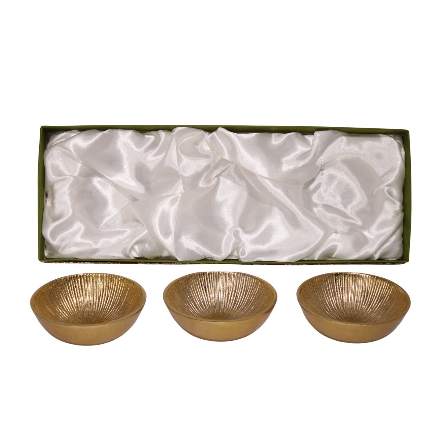 Navakrti Gold Toned Metal Serving Bowl Set of 3 | Aluminium Decorative Dry Fruit Bowls | Luxury Table Décor & Gift Set