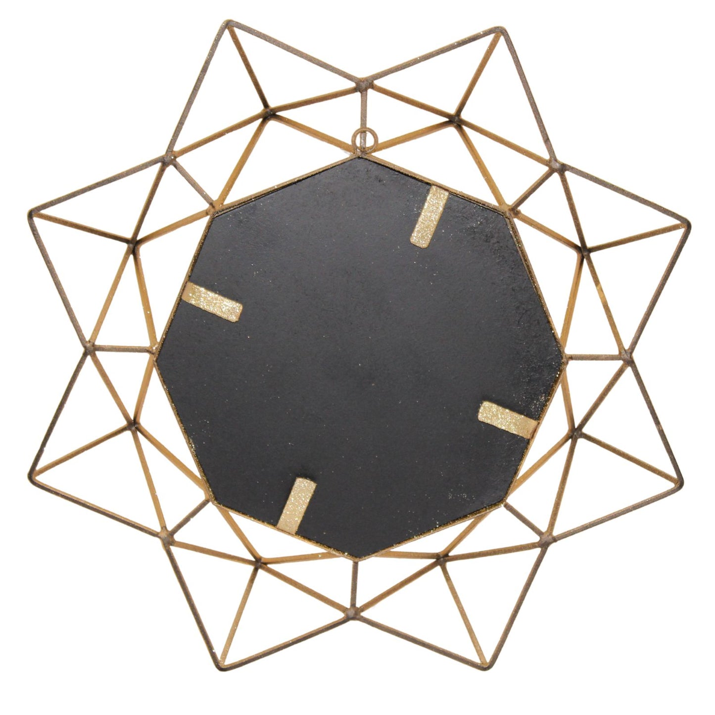 Navakrti Gold Geometric Starburst Metal Wall Mirror | Modern Decorative Wall Mirror for Living Room, Bedroom & Entryway