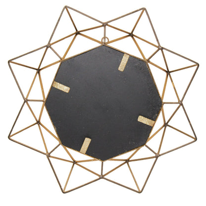 Navakrti Gold Geometric Starburst Metal Wall Mirror | Modern Decorative Wall Mirror for Living Room, Bedroom & Entryway