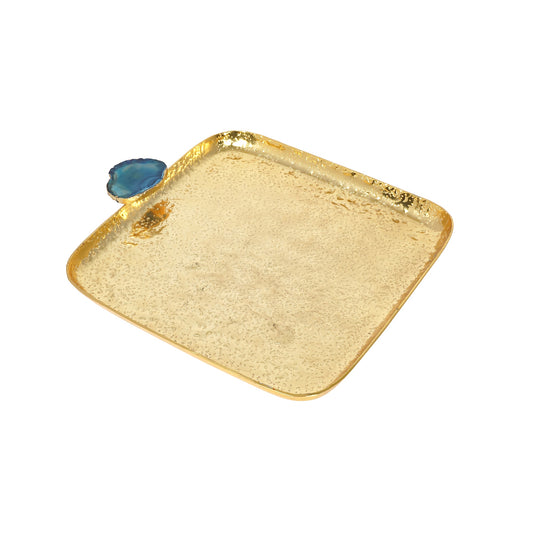 Opulent Agate: Golden Square Serving Tray