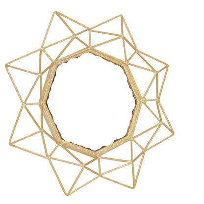 Navakrti Gold Geometric Starburst Metal Wall Mirror | Modern Decorative Wall Mirror for Living Room, Bedroom & Entryway