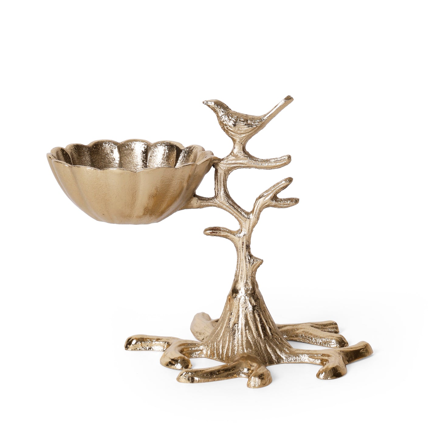Navakrti Gold Aluminium Bird Decorative Bowl Showpiece | Metal Casting Table Décor Accent | Luxury Center Table & Festive Gifting Item (23 CM Height)