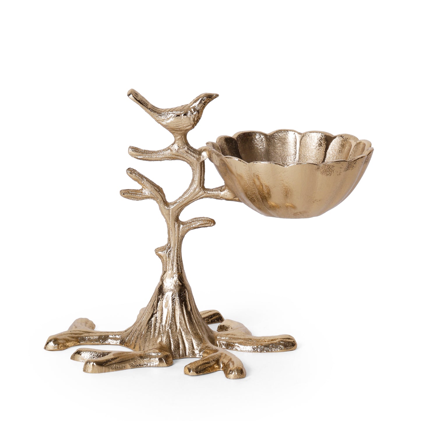 Navakrti Gold Aluminium Bird Decorative Bowl Showpiece | Metal Casting Table Décor Accent | Luxury Center Table & Festive Gifting Item (23 CM Height)