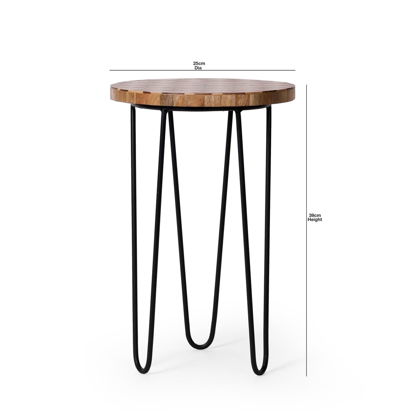 Wooden Resin Top Side Table with Metal Legs | Navakrti Decor