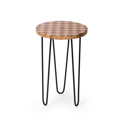 Wooden Resin Top Side Table with Metal Legs | Navakrti Decor