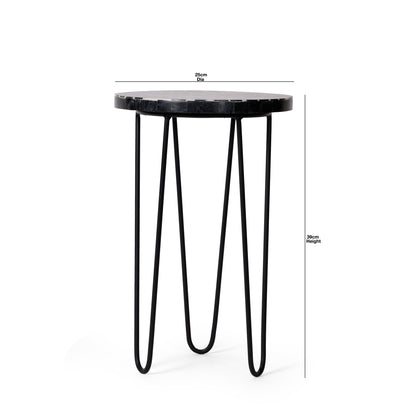 Handcrafted Geometric Design Wooden Resin Top Side Table