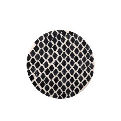 Handcrafted Geometric Design Wooden Resin Top Side Table