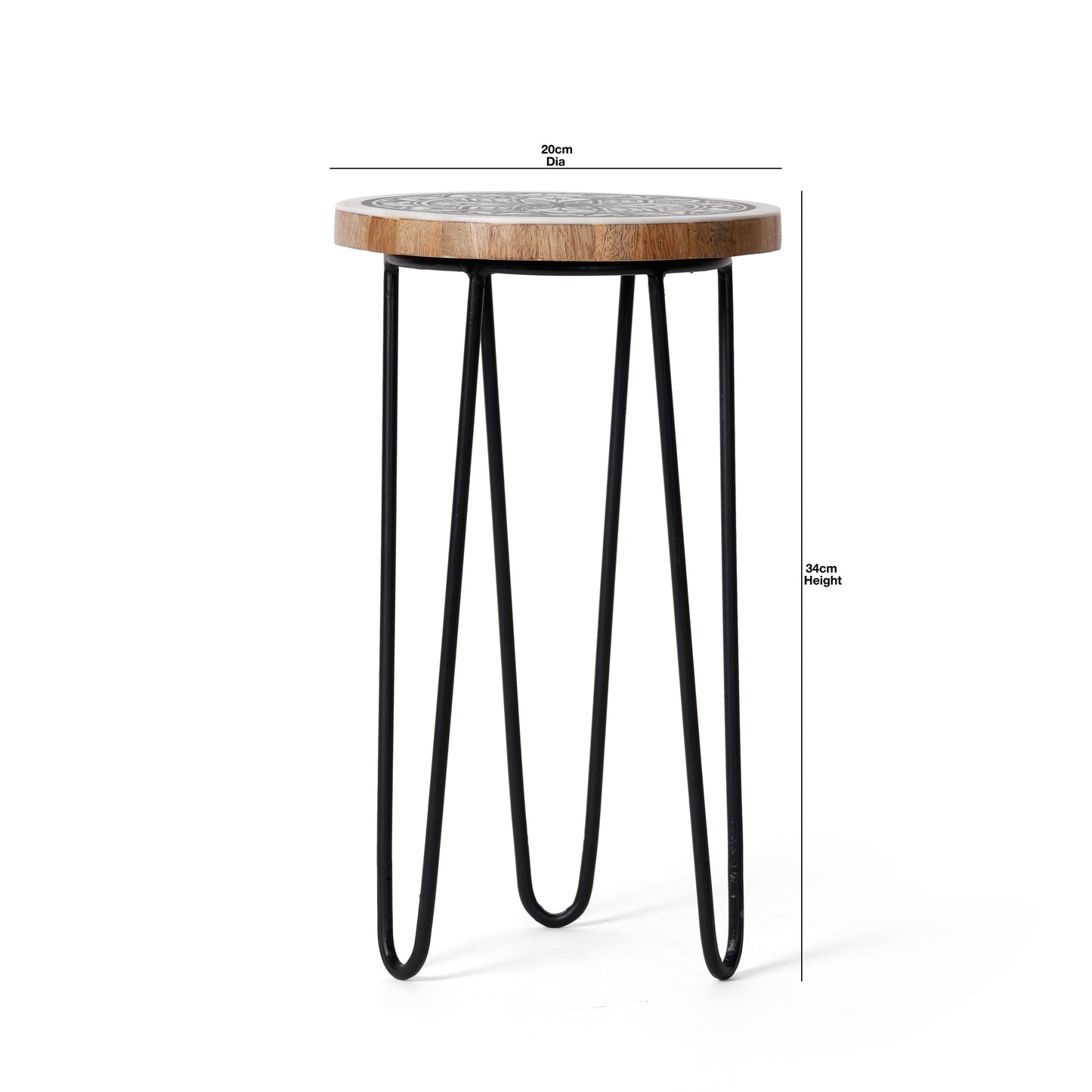 Plant Stand with Metal Legs with Handcrafted Round Design (20 cm Dia × 34 cm Height)