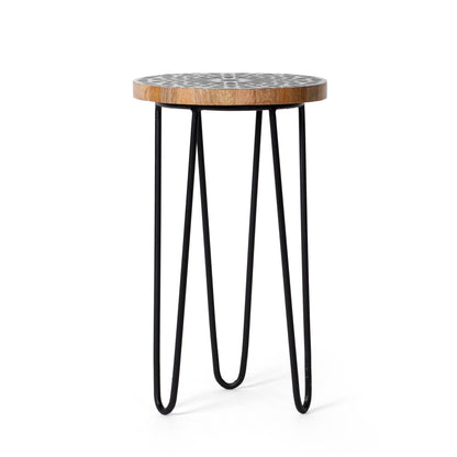 Black & White Geometric Design Wooden Resin Plant Stand