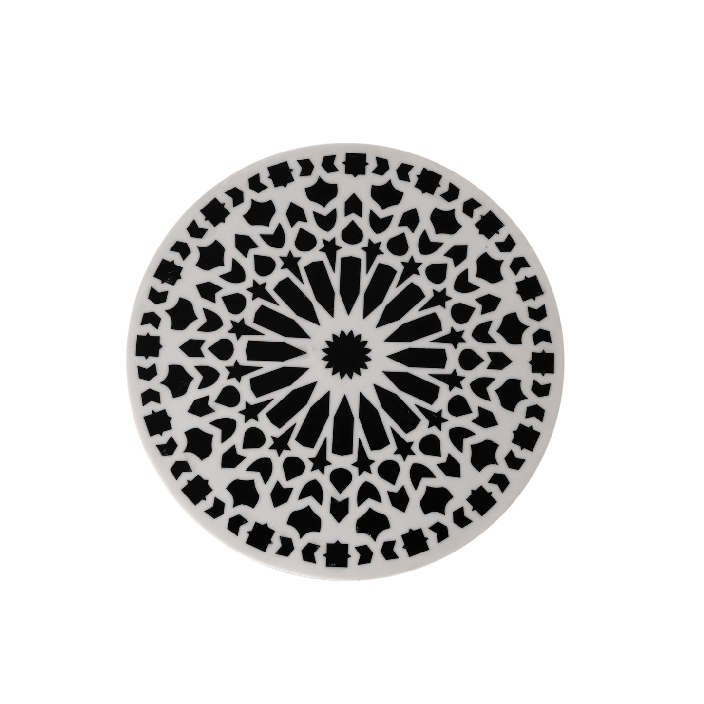 Black & White Geometric Design Wooden Resin Plant Stand