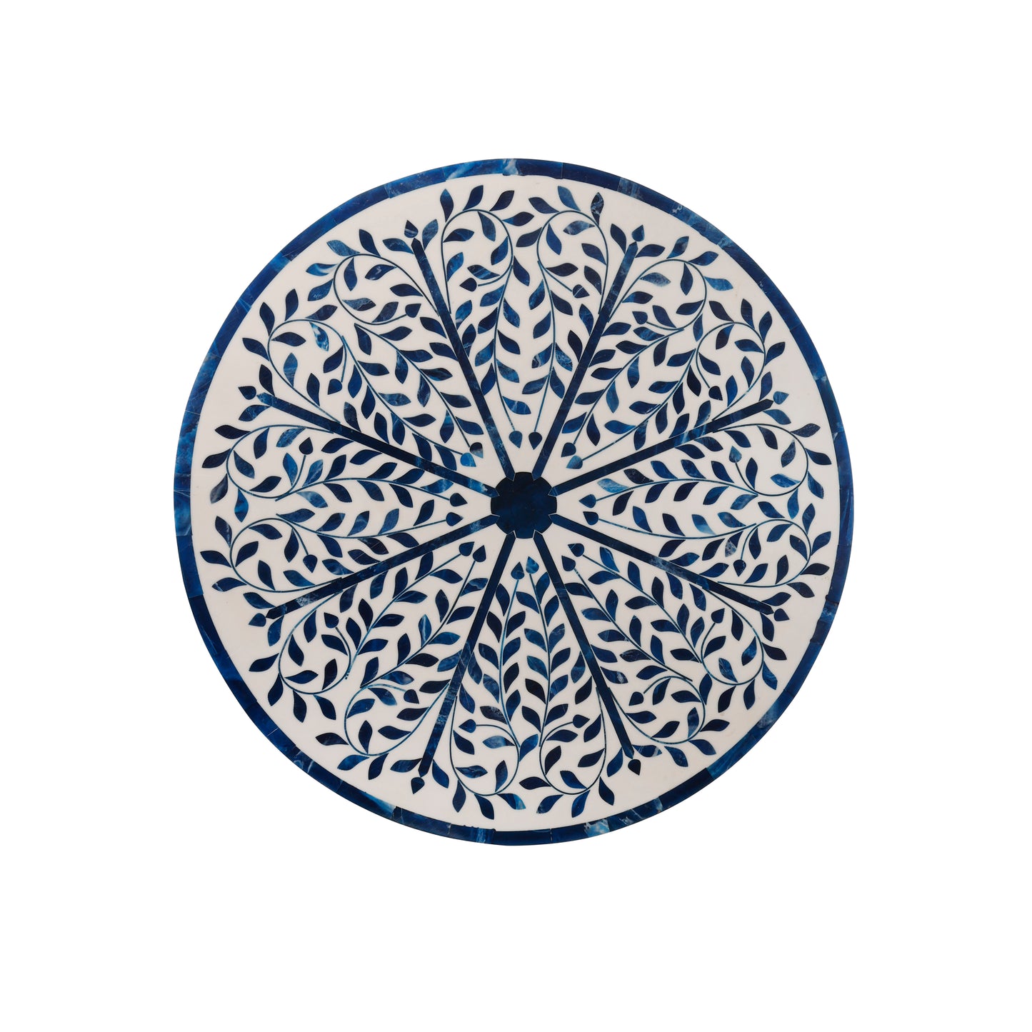 Handcrafted Wooden & Blue Resin Top Side Table