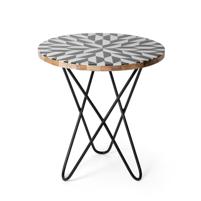 Handcrafted Wooden Side Table with Blue Resin Top