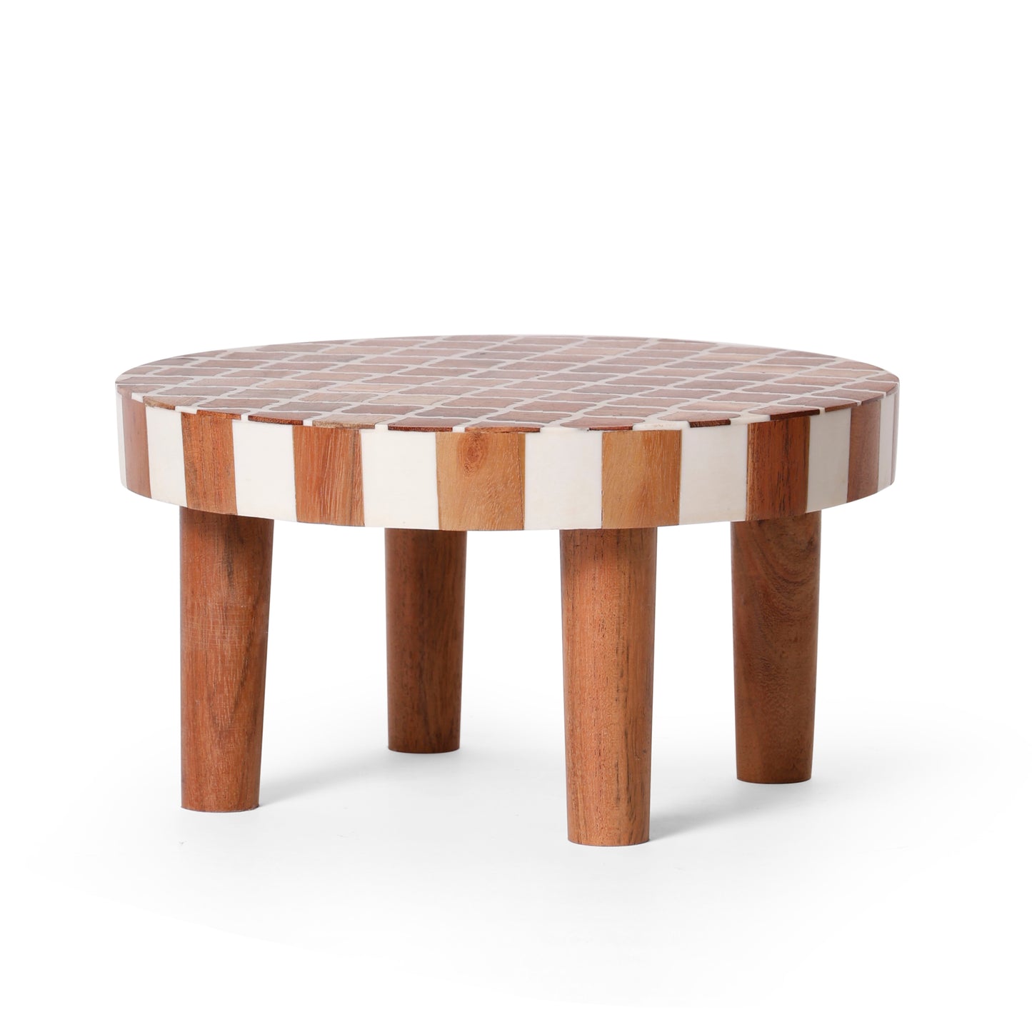Handcrafted Wooden Low Side Table with Resin Inlay Top