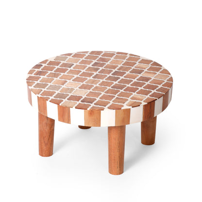 Handcrafted Wooden Low Side Table with Resin Inlay Top