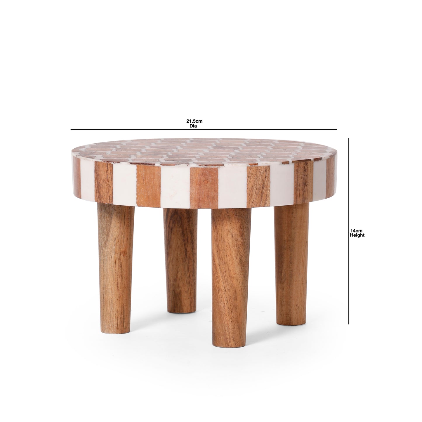 Handcrafted Wooden Mini Side Table with Resin Inlay Top