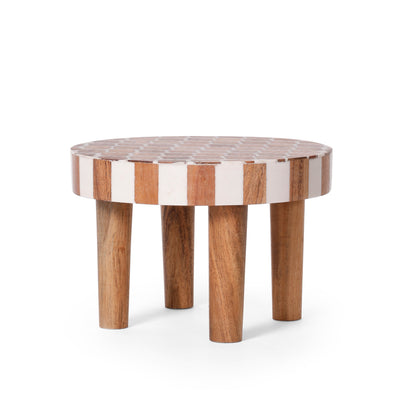 Handcrafted Wooden Mini Side Table with Resin Inlay Top