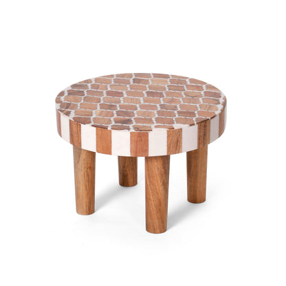 Handcrafted Wooden Mini Side Table with Resin Inlay Top