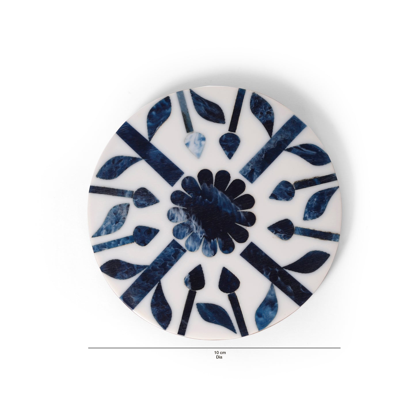 Indigo Bloom Resin Inlay Wooden Coaster Set (10 × 10 cm)