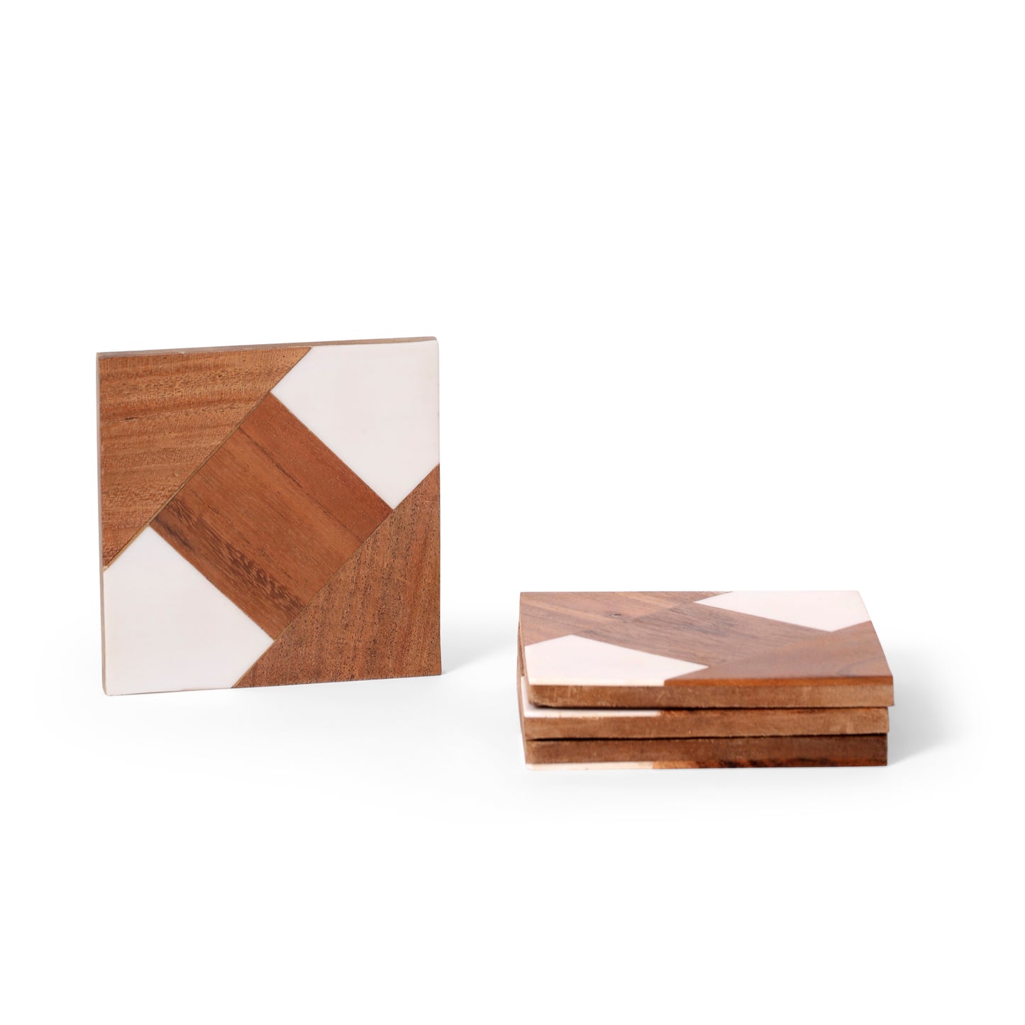 GeoFusion Wooden & Resin Coaster (10 × 10 cm)
