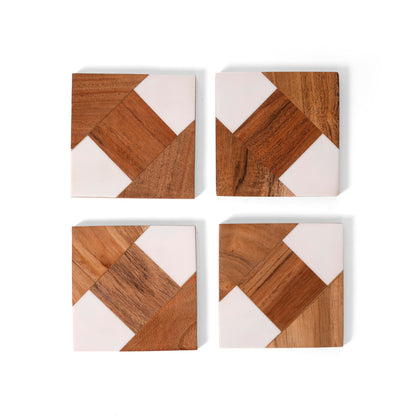 GeoFusion Wooden & Resin Coaster (10 × 10 cm)