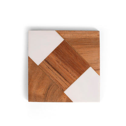 GeoFusion Wooden & Resin Coaster (10 × 10 cm)