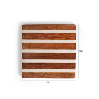 Linear Stripe Wooden & Resin Coaster (10 × 10 cm)