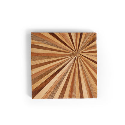 Sunburst Inlay Wooden MDF Coaster (10 × 10 cm) | Navakrti Decor