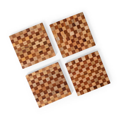 Wooden Mosaic Coaster Set Handcrafted MDF & Wood | Navakrti Decor