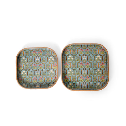Printed Resin Wooden Serving Tray Set of 2 | MDF Square Trays