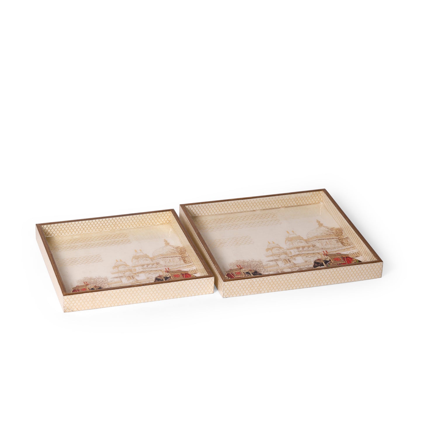 Royal Heritage Printed Resin Wooden Serving Tray Set of 2