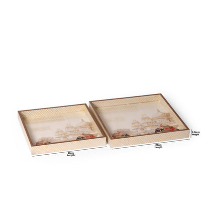 Royal Heritage Printed Resin Wooden Serving Tray Set of 2