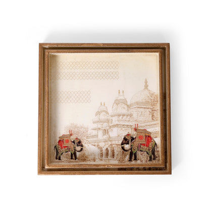 Royal Heritage Printed Resin Wooden Serving Tray Set of 2