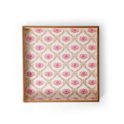 Floral Printed Resin Wooden Serving Tray