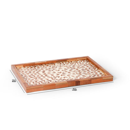 Handcrafted Wooden Serving Tray with Printed Resin Inlay