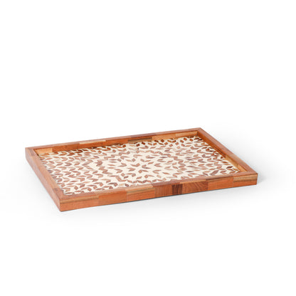 Handcrafted Wooden Serving Tray with Printed Resin Inlay