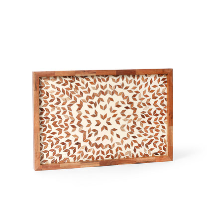 Handcrafted Wooden Serving Tray with Printed Resin Inlay