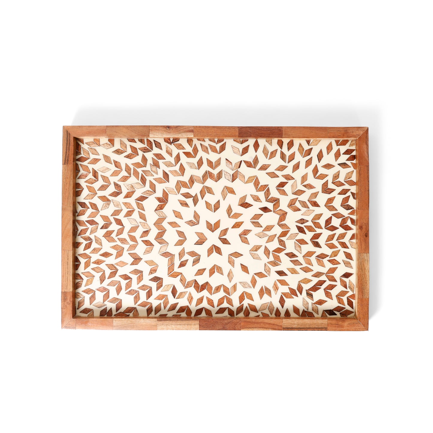 Handcrafted Wooden Serving Tray with Printed Resin Inlay