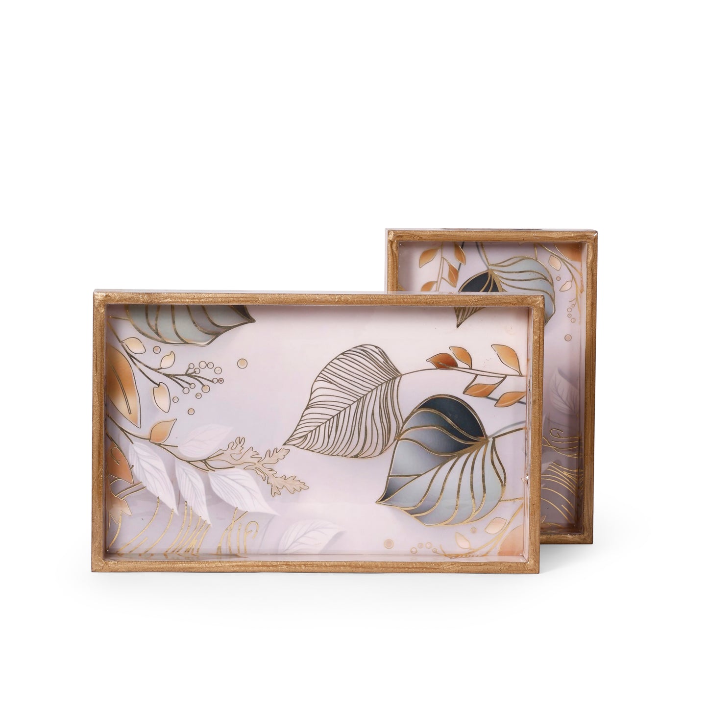 Printed Resin Wooden Serving Tray Set of 2