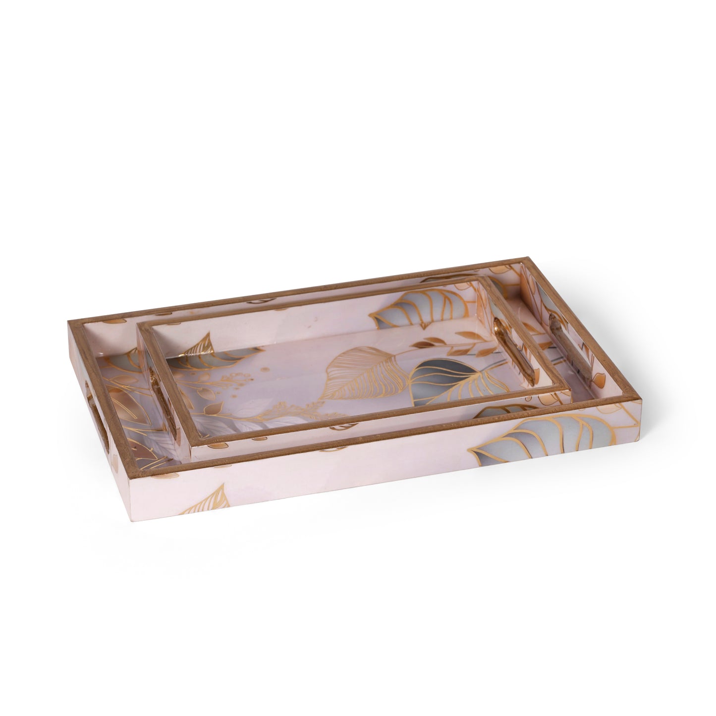 Printed Resin Wooden Serving Tray Set of 2