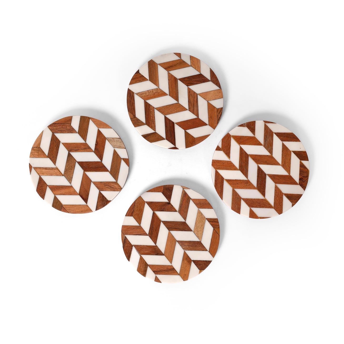 Wooden & Resin Geometric Coasters Handcrafted MDF Coaster Set (10 × 10 cm)