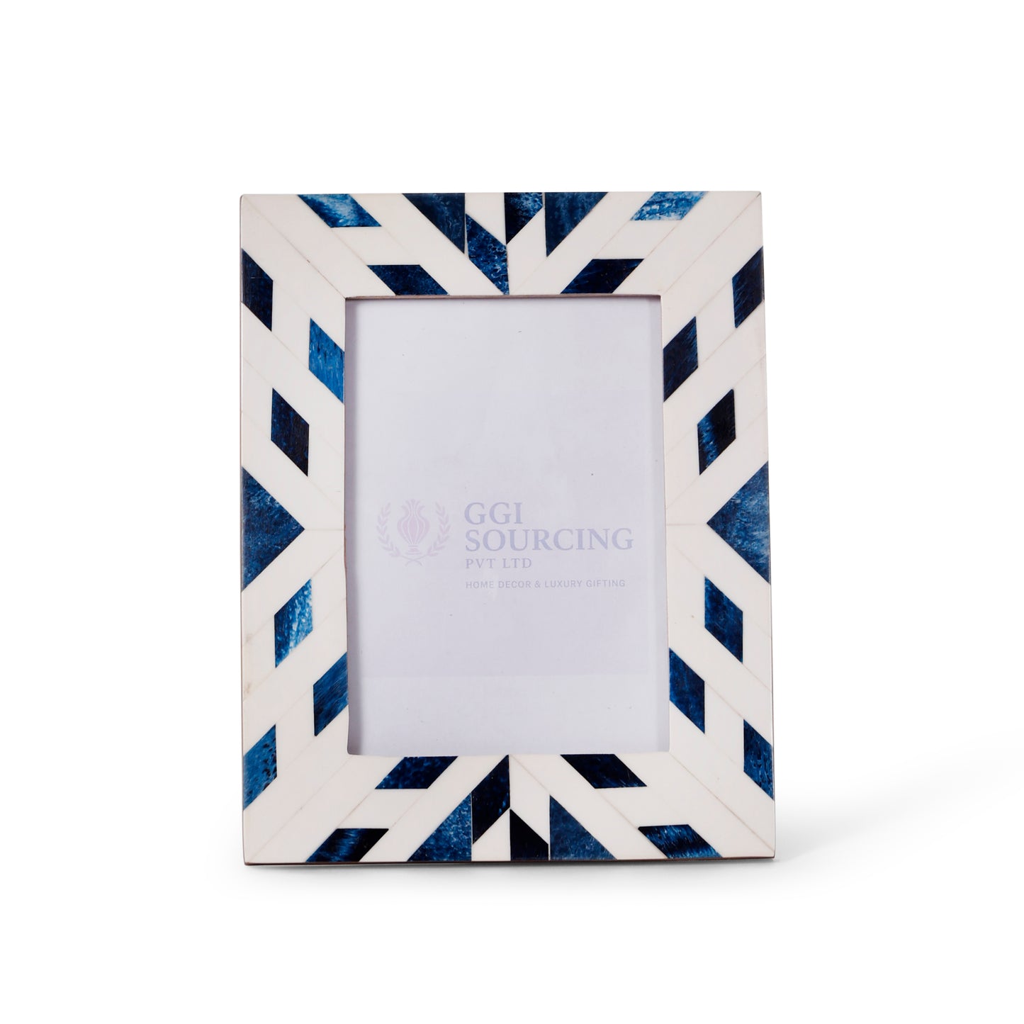 Indigo Chevron Resin-Coated Photo Frame – 5 × 7 Inch | Navakrti Decor