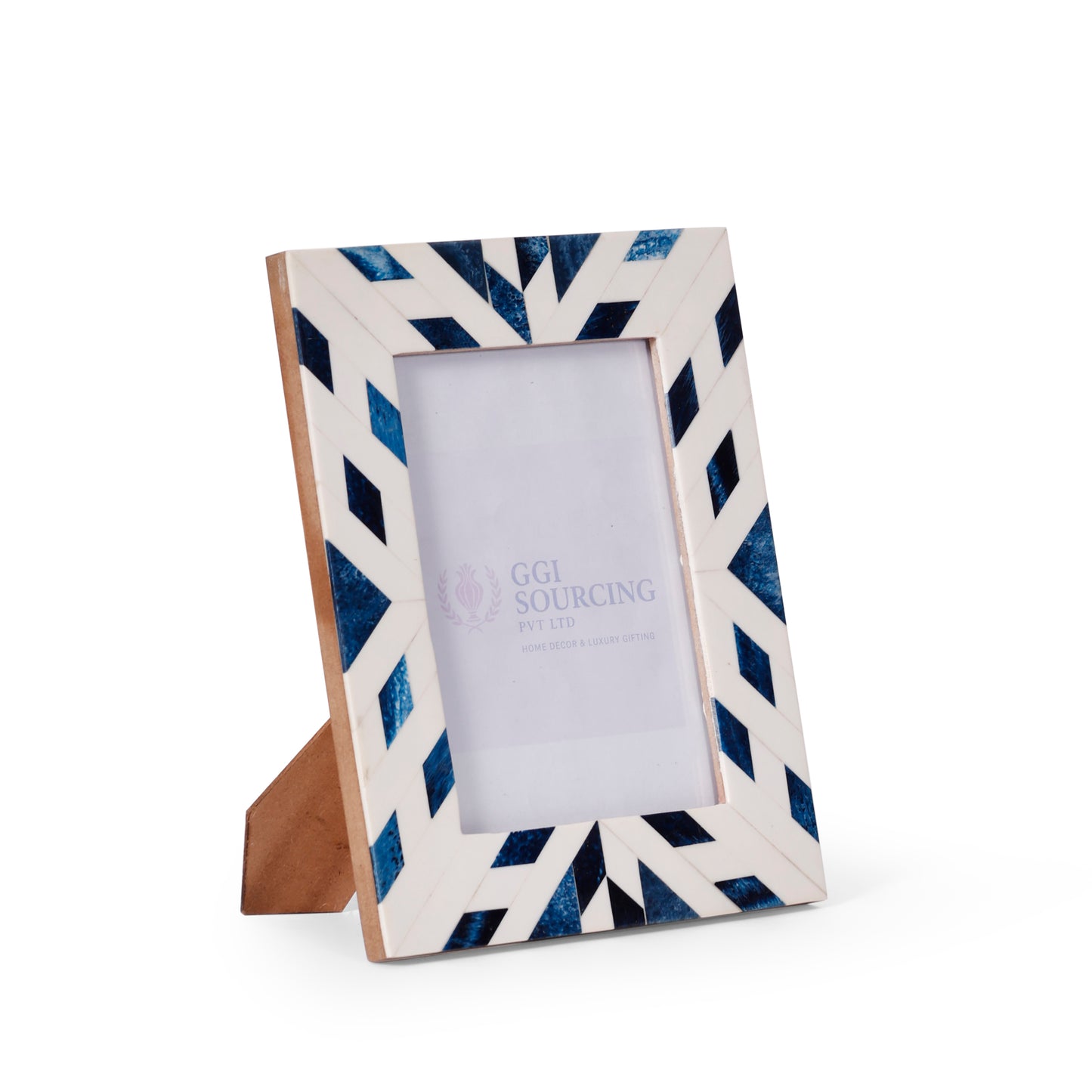 Indigo Chevron Resin-Coated Photo Frame – 5 × 7 Inch | Navakrti Decor